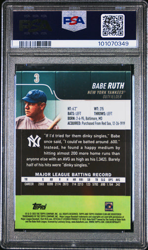 Babe Ruth 2022 Topps Stadium Club Chrome X-Fractor Card #3 PSA 10-Powers Sports Memorabilia