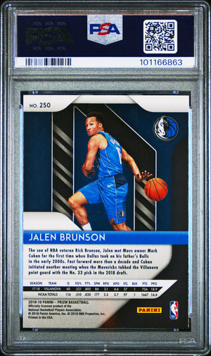 Jalen Brunson 2018 Panini Prizm Basketball Rookie Card #250 Graded PSA 9-Powers Sports Memorabilia
