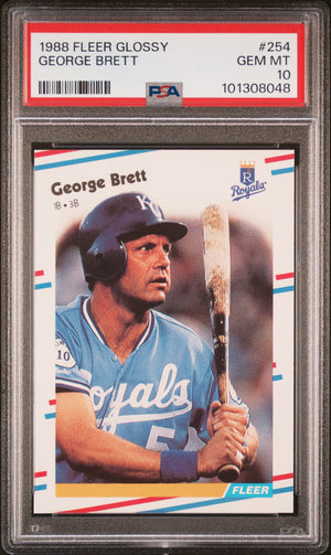 George Brett 1988 Fleer Glossy Baseball Card #254 Graded PSA 10-Powers Sports Memorabilia