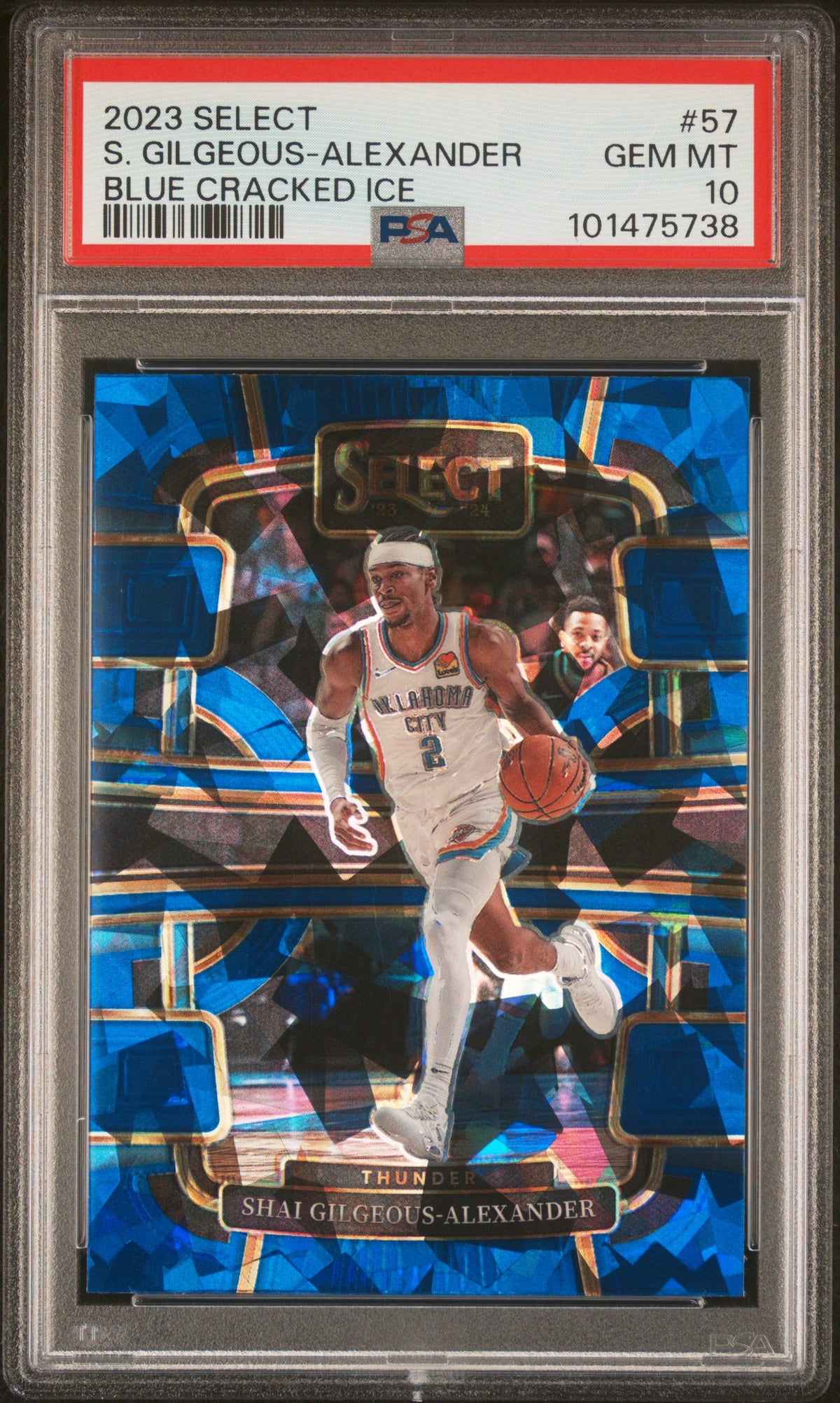 Shai Gilgeous-Alexander 2023 Panini Select Blue Cracked Ice Basketball Card #57 Graded PSA 10-Powers Sports Memorabilia