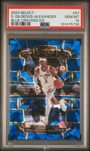 Shai Gilgeous-Alexander 2023 Panini Select Blue Cracked Ice Basketball Card #57 Graded PSA 10-Powers Sports Memorabilia