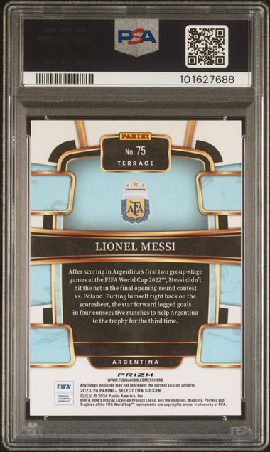 Lionel Messi 2023 Panini Select Blue Argentina Card #75 PSA 9-Powers Sports Memorabilia