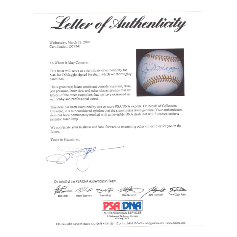 Joe DiMaggio New York Yankees Signed Gold Glove Logo Ball (PSA LOA)-Powers Sports Memorabilia