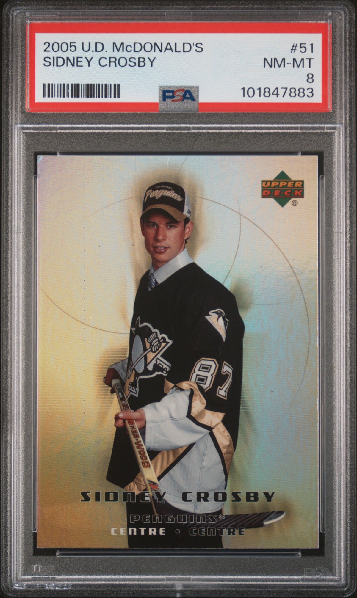 Sidney Crosby 2005 Upper Deck McDonalds Hockey Rookie Card #51 Graded PSA 8 Cert #101847883-Powers Sports Memorabilia