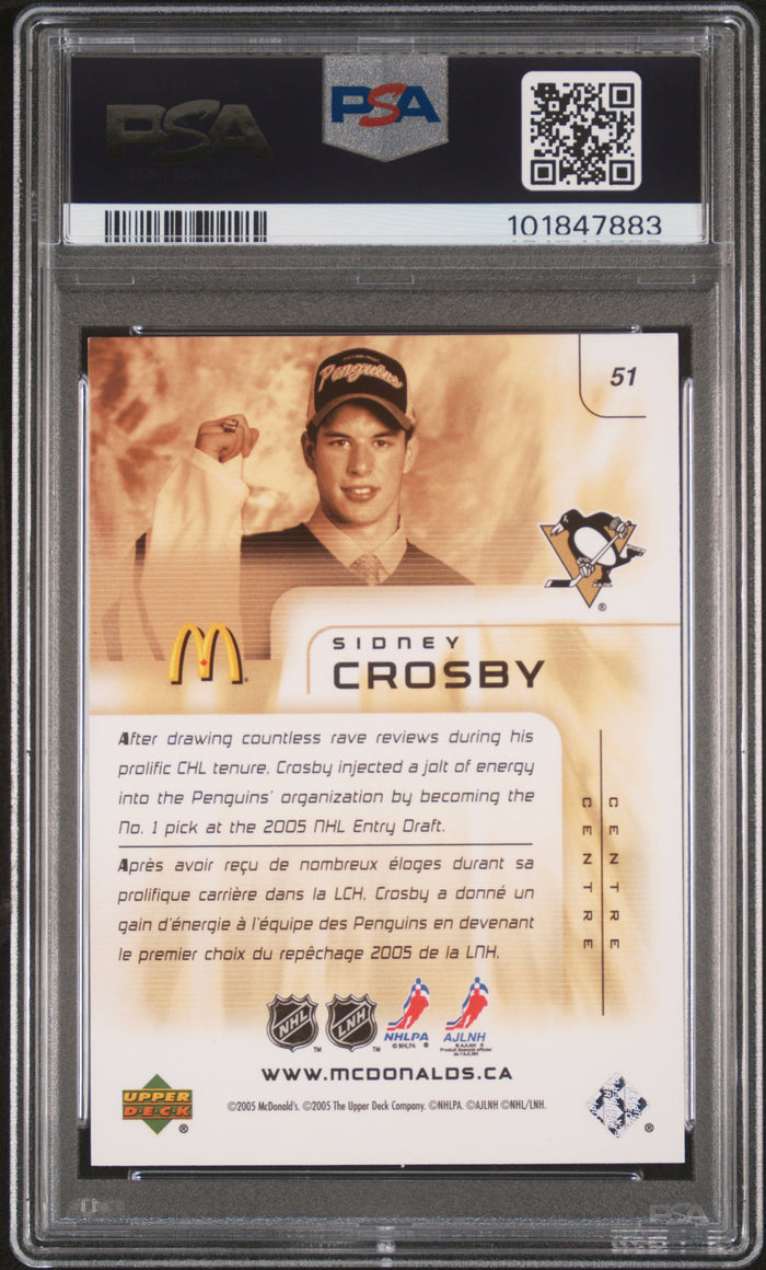 Sidney Crosby 2005 Upper Deck McDonalds Hockey Rookie Card #51 Graded PSA 8 Cert #101847883-Powers Sports Memorabilia