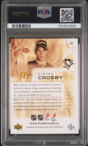 Sidney Crosby 2005 Upper Deck McDonalds Hockey Rookie Card #51 Graded PSA 8 Cert #101847883-Powers Sports Memorabilia