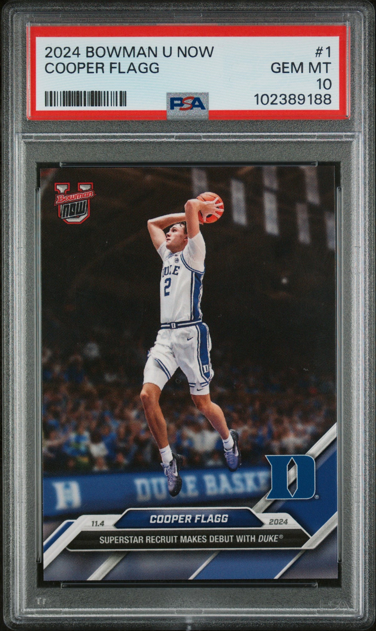Cooper Flagg 2024 Bowman U Duke Debut Basketball Rookie Card #1 Graded PSA 10-Powers Sports Memorabilia