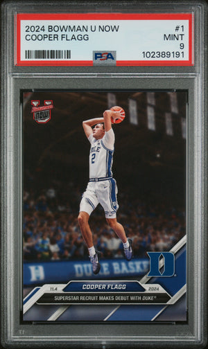 Cooper Flagg 2024 Bowman U Duke Debut Basketball Rookie Card #1 Graded PSA 9-Powers Sports Memorabilia