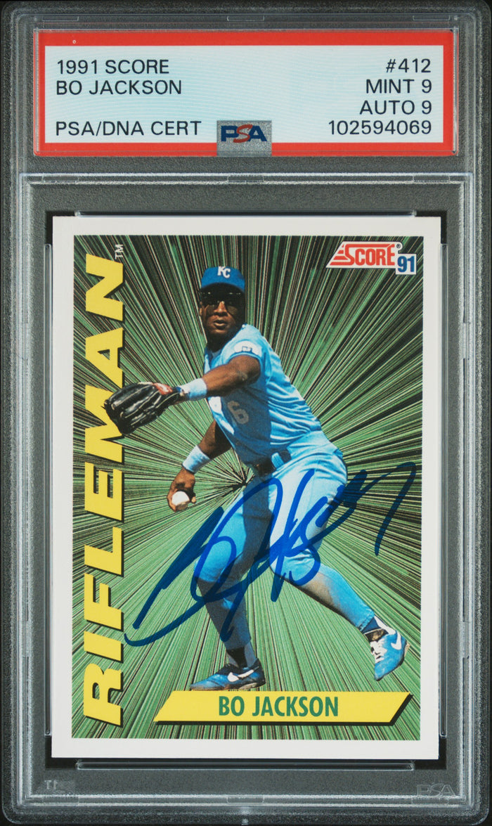 Bo Jackson 1991 Score Royals Signed Card #412 PSA 9 Auto 9-Powers Sports Memorabilia