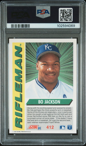 Bo Jackson 1991 Score Royals Signed Card #412 PSA 9 Auto 9