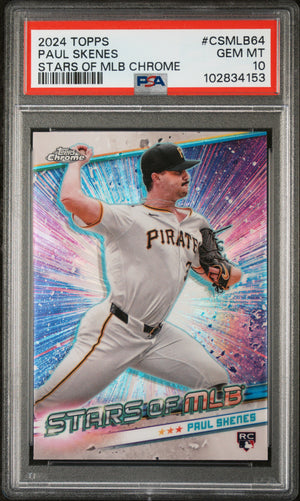 Paul Skenes 2024 Topps Stars of MLB Chrome Rookie Card #CSMLB64 Graded PSA 10-Powers Sports Memorabilia