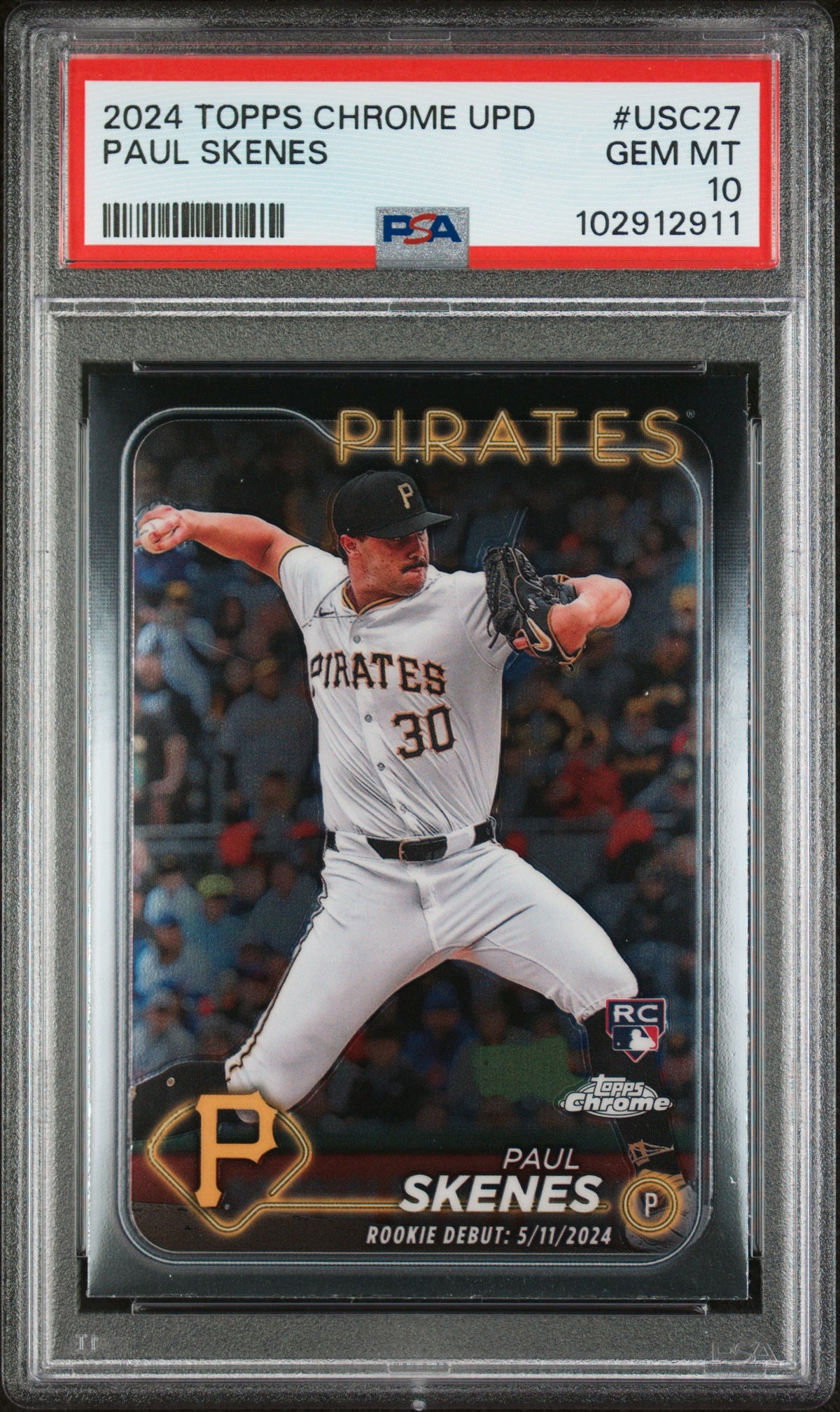 Paul Skenes 2024 Topps Chrome Update Baseball Rookie Card #USC27 Graded PSA 10-Powers Sports Memorabilia