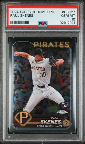 Paul Skenes 2024 Topps Chrome Update Baseball Rookie Card #USC27 Graded PSA 10