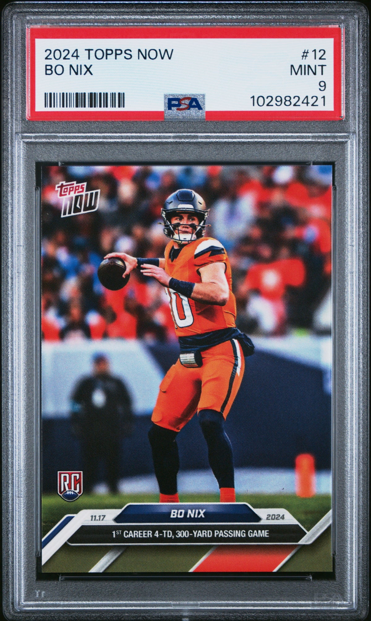 Bo Nix 2024 Topps Now Football Rookie Card #12 Graded PSA 9 Cert #102982421-Powers Sports Memorabilia