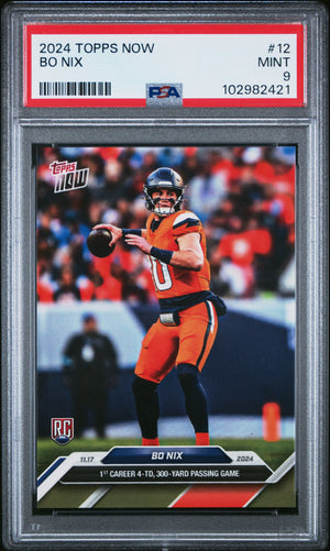 Bo Nix 2024 Topps Now Football Rookie Card #12 Graded PSA 9 Cert #102982421-Powers Sports Memorabilia