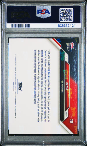 Bo Nix 2024 Topps Now Football Rookie Card #12 Graded PSA 9 Cert #102982421-Powers Sports Memorabilia