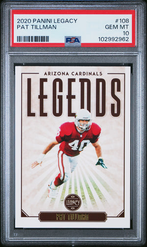 Pat Tillman 2020 Panini Legacy Football Card #108 Graded PSA 10 Cert # 102992692-Powers Sports Memorabilia