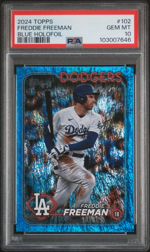 Freddie Freeman 2024 Topps Blue Holofoil Baseball Card #102 Graded PSA 10 /999-Powers Sports Memorabilia