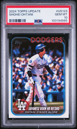 Shohei Ohtani 2024 Topps Update Japanese Born HR Record Baseball Card #US123 Graded PSA 10 Cert # 103194565-Powers Sports Memorabilia