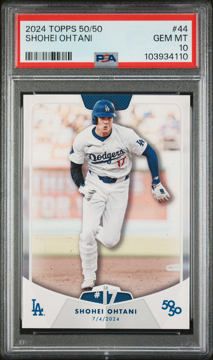 Shohei Ohtani 2024 Topps Now 50/50 Baseball Card #44 Graded PSA 10 Cert # 103934110-Powers Sports Memorabilia