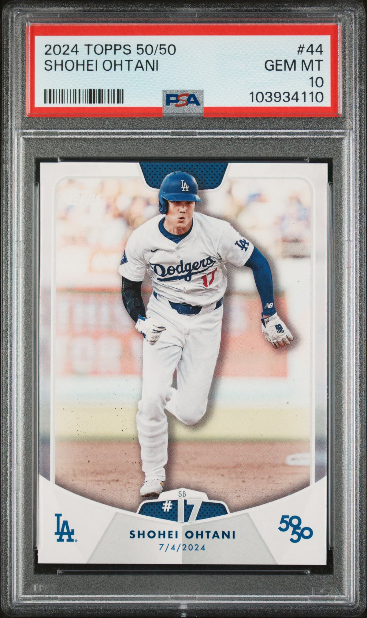 Shohei Ohtani 2024 Topps Now 50/50 Baseball Card #44 Graded PSA 10 Cert # 103934110-Powers Sports Memorabilia