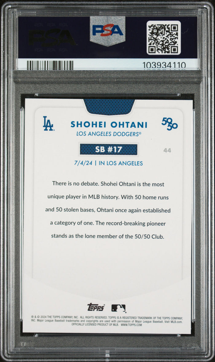 Shohei Ohtani 2024 Topps Now 50/50 Baseball Card #44 Graded PSA 10 Cert # 103934110-Powers Sports Memorabilia
