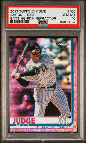 Aaron Judge 2019 Topps Chrome Pink Refractor Baseball Card #100 Graded PSA 10-Powers Sports Memorabilia
