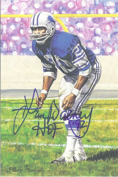 Lem Barney Signed Detroit Lions Goal Line Art Card-Powers Sports Memorabilia