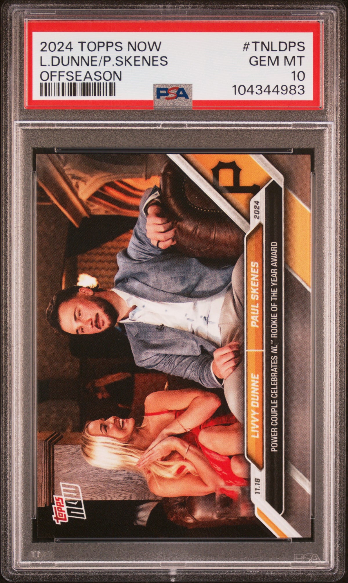 Paul Skenes Livvy Dunne 2024 Topps Now Rookie of the Year Card #TNLDPS Graded PSA 10
