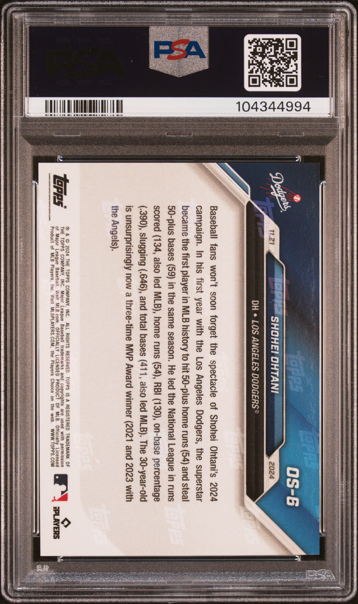 Shohei Ohtani 2024 Topps Now Offseason MVP Baseball Card #OS6 Graded PSA 10-Powers Sports Memorabilia