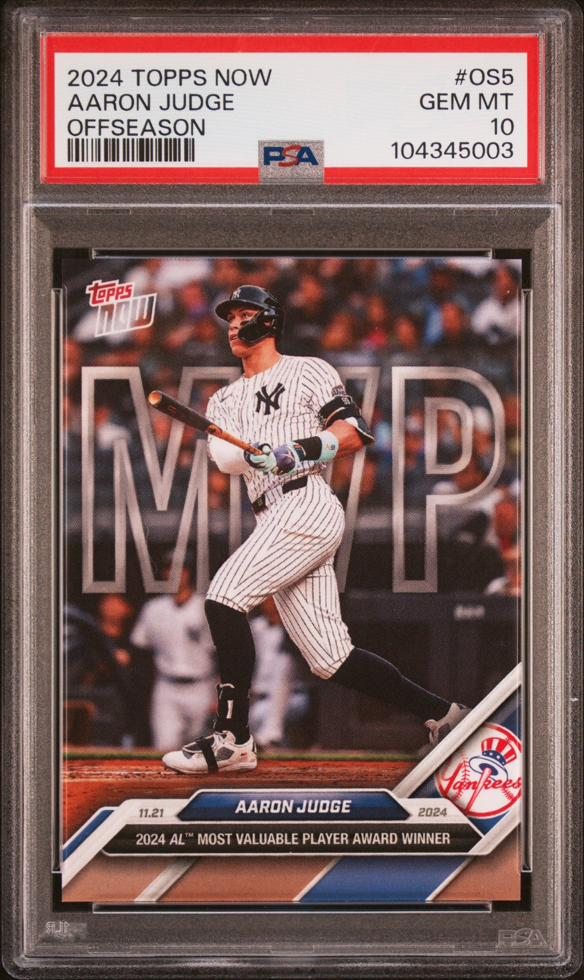 Aaron Judge 2024 Topps Now Offseason MVP Baseball Card #OS5 Graded PSA 10-Powers Sports Memorabilia