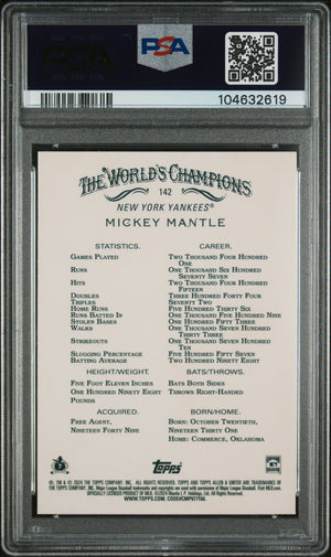Mickey Mantle 2024 Topps Gold Refractor Card #142 PSA 10 /50
