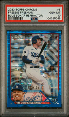 Freddie Freeman 2023 Topps Chrome Blue Sonar Refractor Card