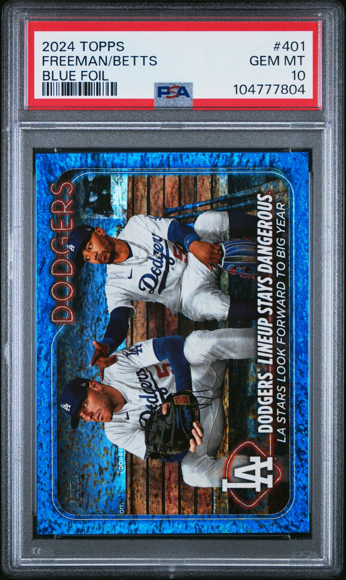 Freddie Freeman Mookie Betts 2024 Topps Blue Foil Baseball Card #401 Graded PSA 10 943/999-Powers Sports Memorabilia