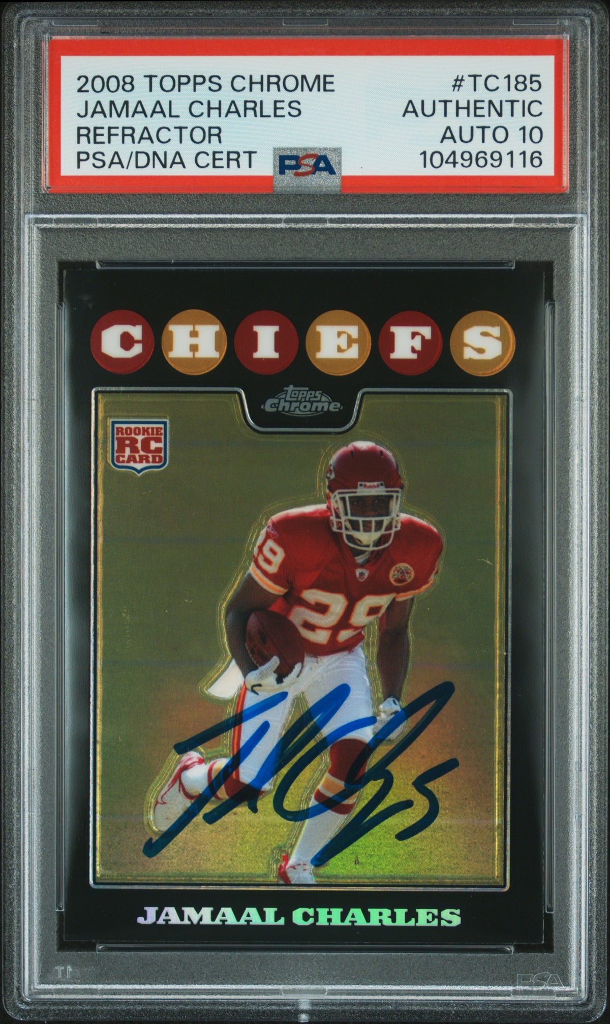 Jamaal Charles 2008 Topps Chrome Refractor Rookie Card #TC185 Auto PSA 10 969116-Powers Sports Memorabilia