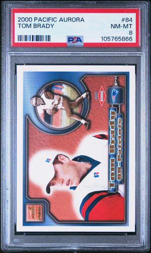 Tom Brady 2000 Pacific Aurora Football Rookie Card #84 Graded PSA 8-Powers Sports Memorabilia