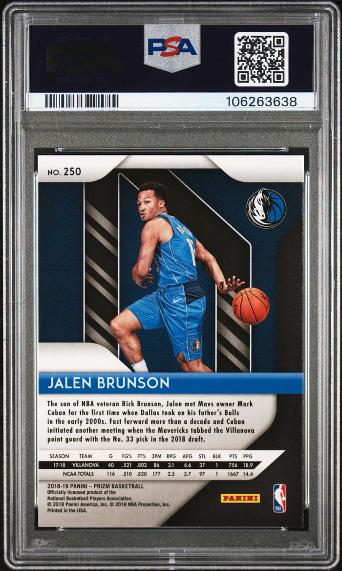 Jalen Brunson 2018 Panini Prizm RC Rookie Card #250 PSA 7-Powers Sports Memorabilia