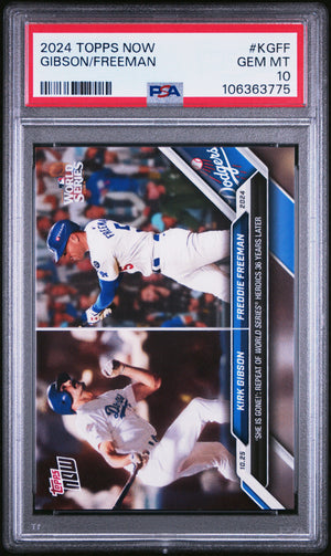 Freddie Freeman Kirk Gibson 2024 Topps Now World Series Grand Slam Baseball Card #KGFF Graded PSA 10-Powers Sports Memorabilia
