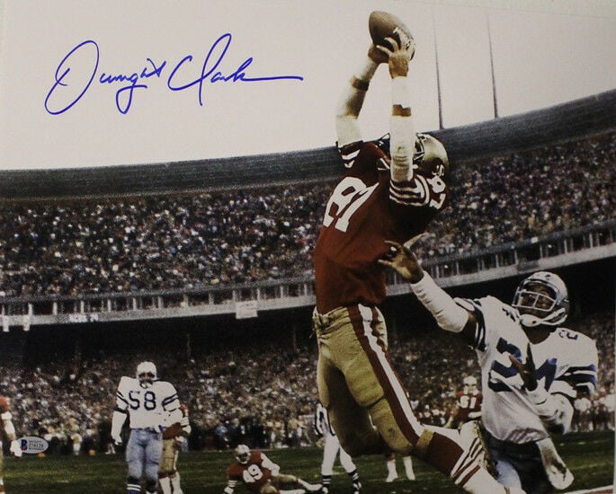 Dwight Clark Signed San Francisco 49ers 16x20 Photo Horizontal – Beckett Authenticated-Powers Sports Memorabilia