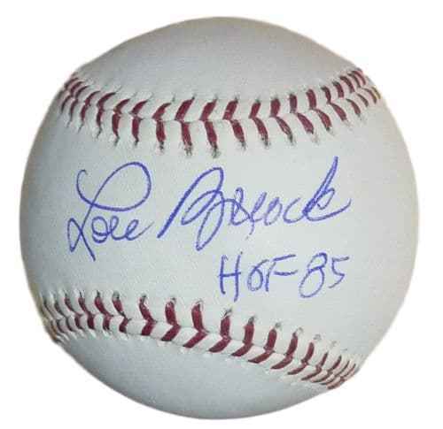 Lou Brock Signed MLB Baseball St. Louis Cardinals with HOF 85-Powers Sports Memorabilia