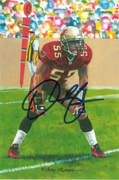 Derrick Brooks Tampa Bay Buccaneers Signed Golf Ball - Goal Line Art (in Blue)