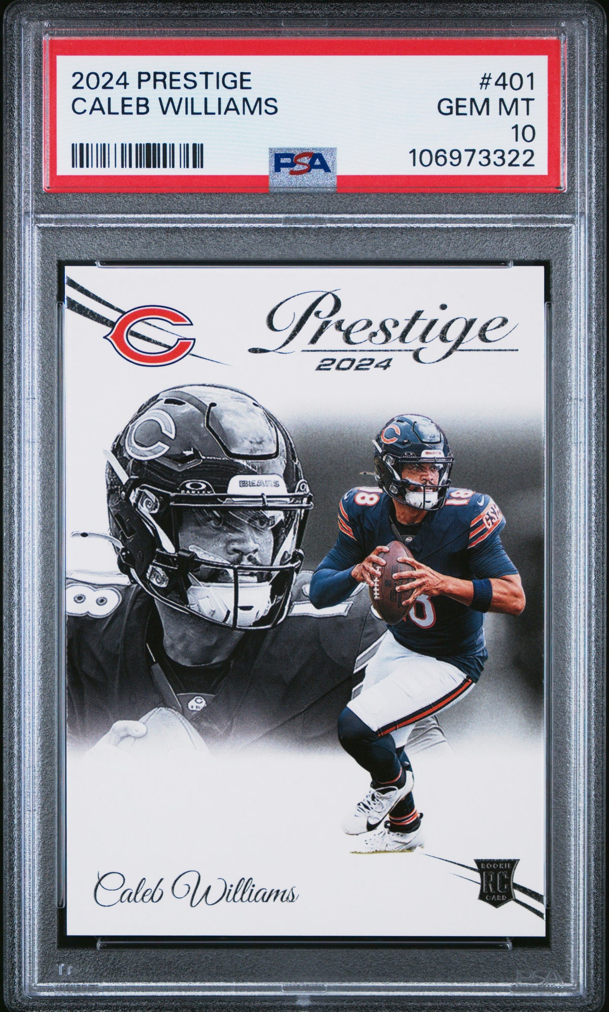 Caleb Williams 2024 Prestige Rookie Football Card #401 Graded PSA 10 Cert #106973322-Powers Sports Memorabilia