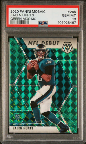 Jalen Hurts 2020 Panini Green Mosaic Football Rookie Card #265 Graded PSA 10-Powers Sports Memorabilia
