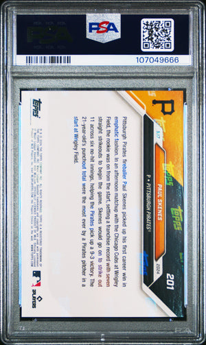Paul Skenes 2024 Topps Now 1st Win Baseball Rookie Card #201 Graded PSA 9 107049666-Powers Sports Memorabilia