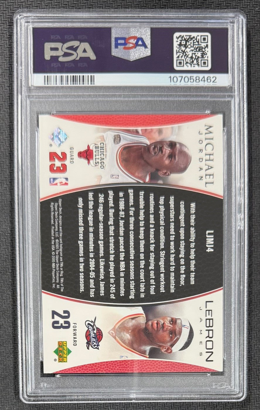 Michael Jordan LeBron 2005 Upper Deck Bonus Pack Basketball Card #LJMJ4 Graded PSA 7-Powers Sports Memorabilia
