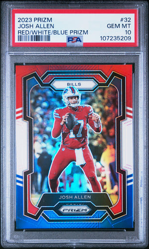 Josh Allen 2023 Panini Prizm Red White Blue Football Card #32 Graded PSA 10-Powers Sports Memorabilia