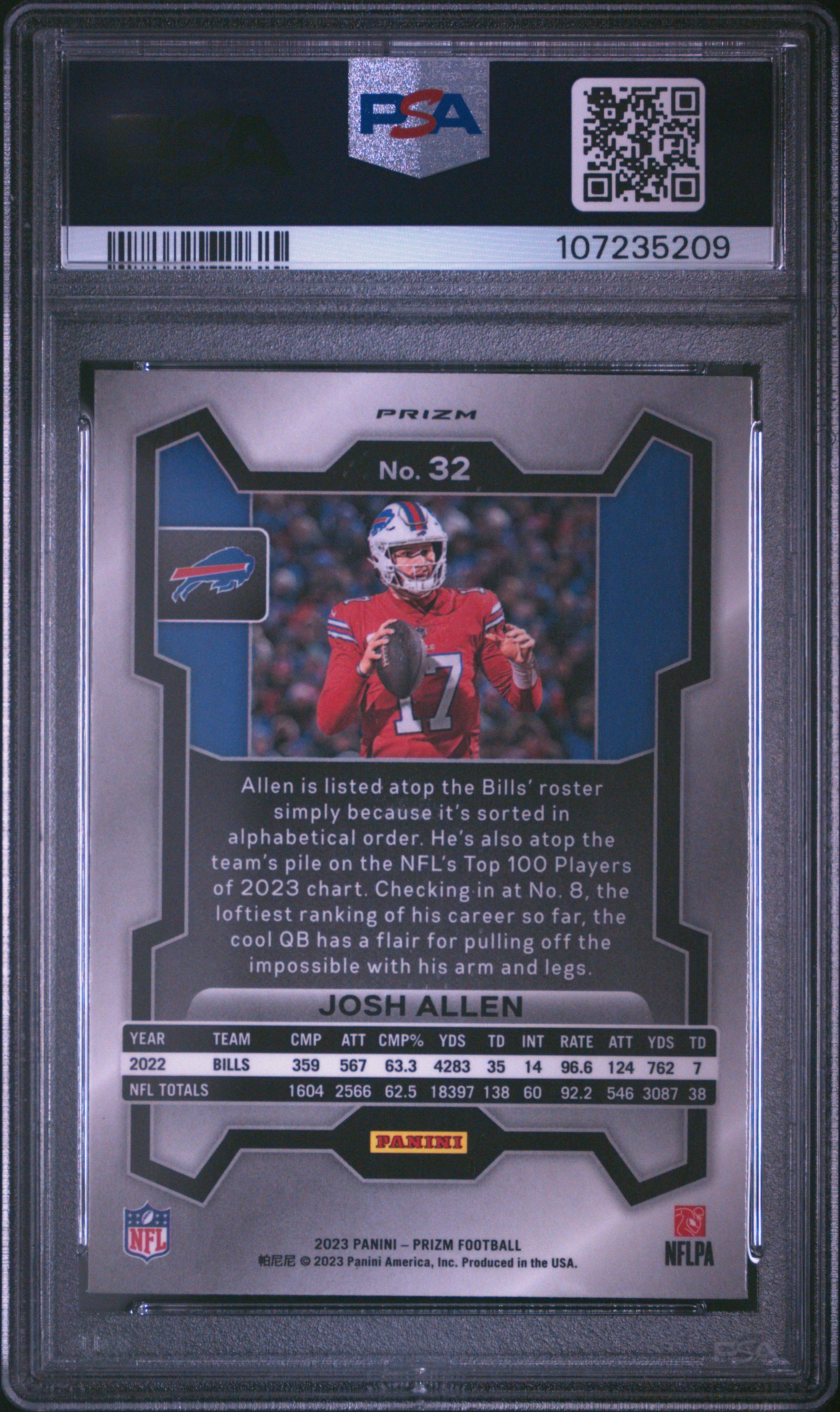 Josh Allen 2023 Panini Prizm Red White Blue Football Card #32 Graded PSA 10-Powers Sports Memorabilia