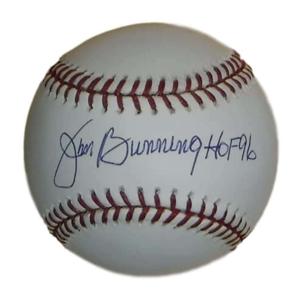 Jim Bunning Signed MLB Baseball Detroit Tigers w/HOF 96-Powers Sports Memorabilia
