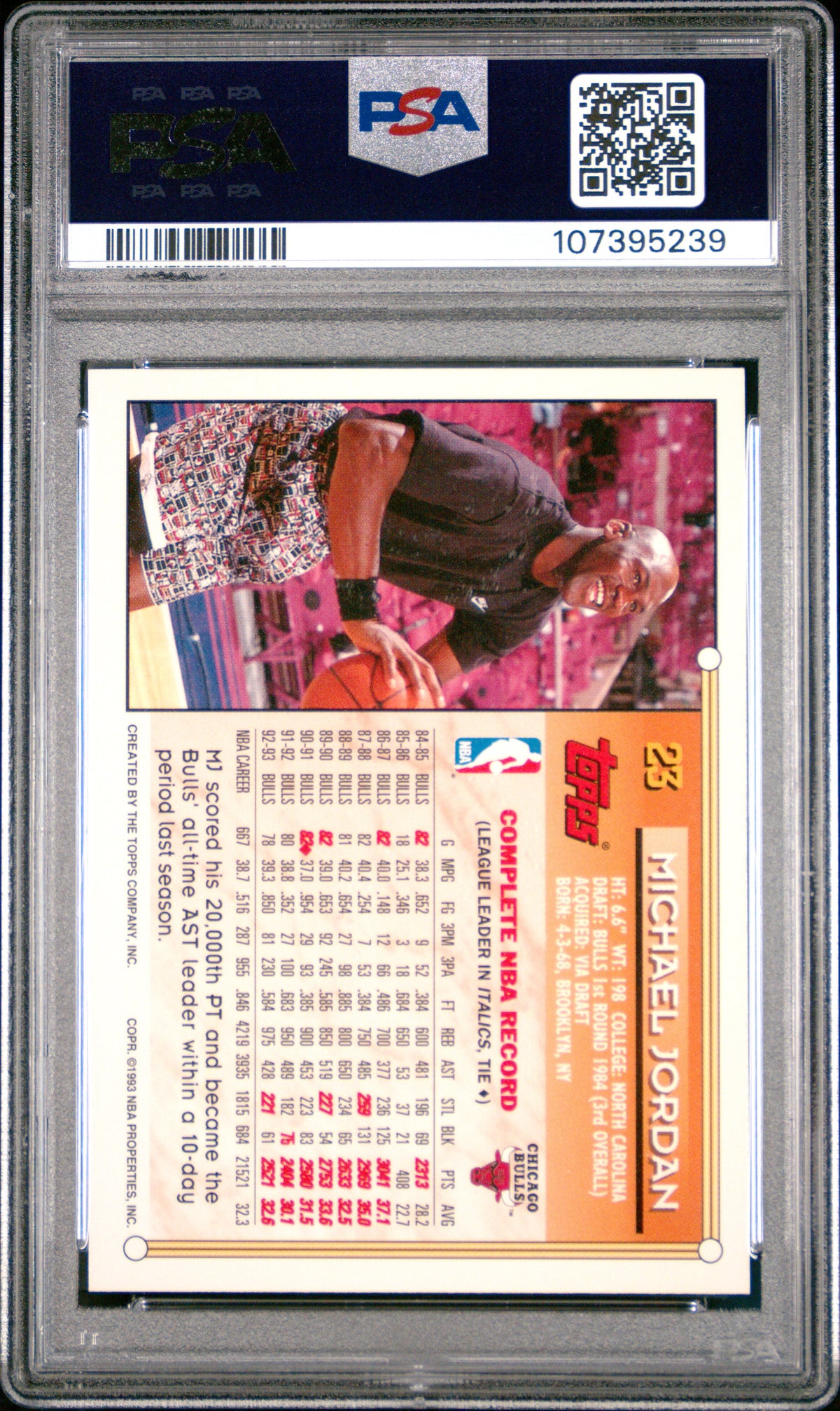 Michael Jordan 1993 Topps Gold Basketball Card #23 Graded PSA 8 Cert # 107395239-Powers Sports Memorabilia