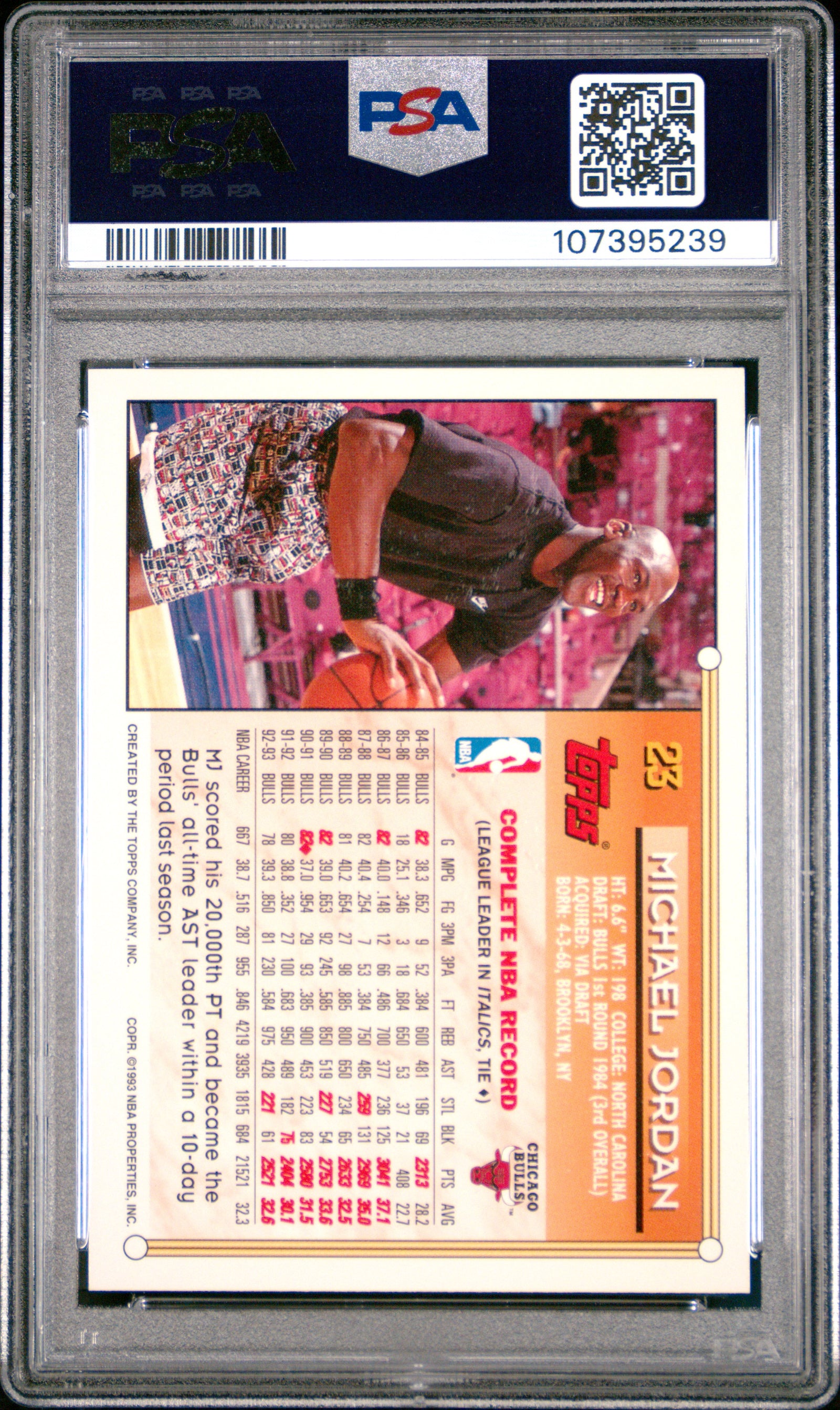Michael Jordan 1993 Topps Gold Basketball Card #23 Graded PSA 8 Cert # 107395239-Powers Sports Memorabilia